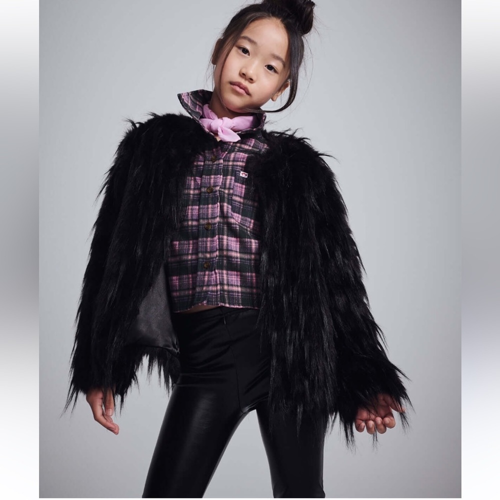 Girls’ Appaman Black Faux Fur Coat